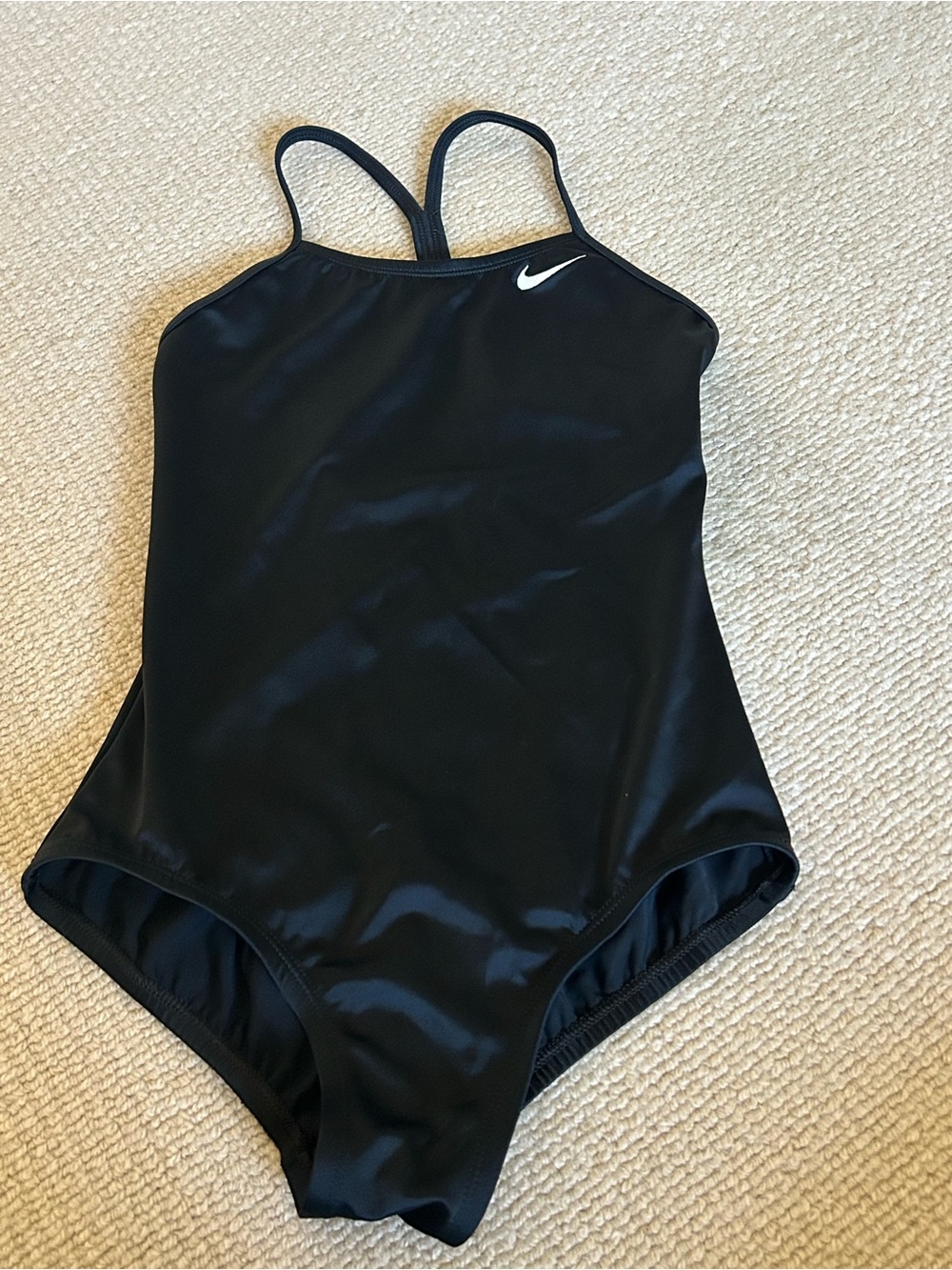 Nike Kids Black One-Piece Swimsuit with White Swoosh